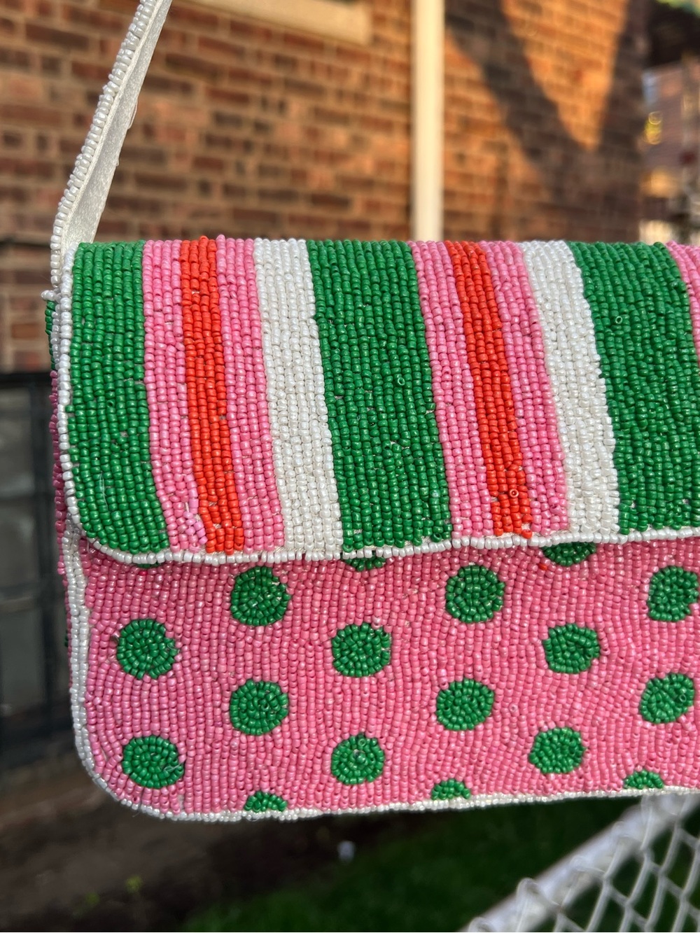 TJMAXX MARSHALLS Viral Stripe Polka Dot Colorblock Beaded Bag Shoulder Purse